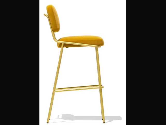 Sgabello in tessuto imbottito con struttura in metallo ottone verniciato Sixty SG di Connubia
