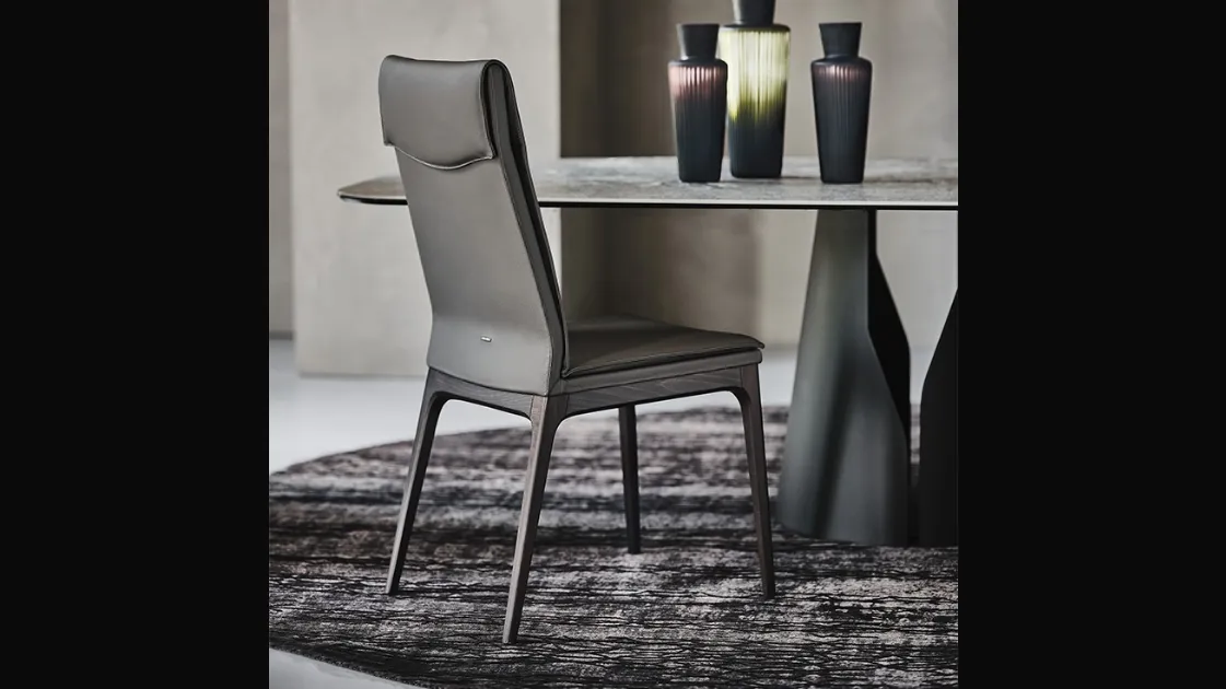 Sedia in pelle con gambe in legno Sofia di Cattelan Italia