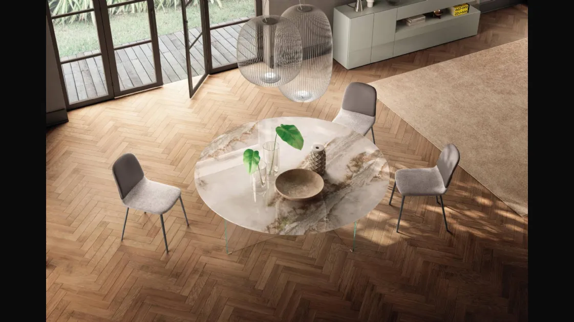 Tavolo Air Slim 2260X rotondo in vetro di Lago