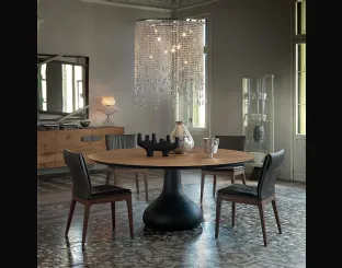 Tavolo rotondo con sostegno in alluminio nero e top in legno Bora Bora di Cattelan Italia