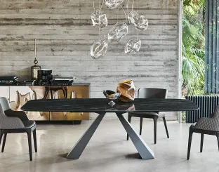 Tavolo fisso con piano in ceramica e base in acciaio Eliot Keramik di Cattelan Italia