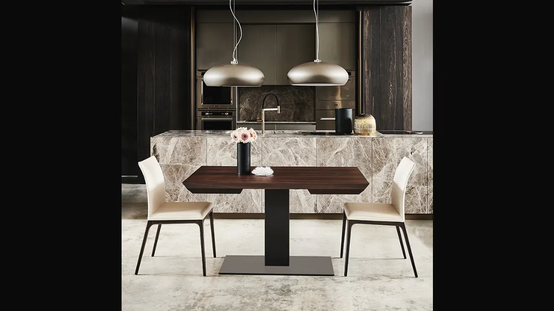 Tavolo allungabile con base in metallo e piano in legno Elvis Wood Drive di Cattelan Italia