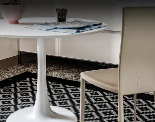 Tavolo rotondo in cristallo laccato bianco Hugo Bistrot di Cattelan Italia
