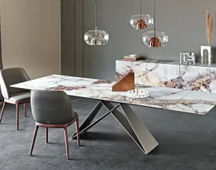 Tavolo allungabile in cristallo stampato Premier Crystalart Drive di Cattelan Italia