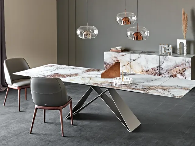 Tavolo allungabile in cristallo stampato Premier Crystalart Drive di Cattelan Italia