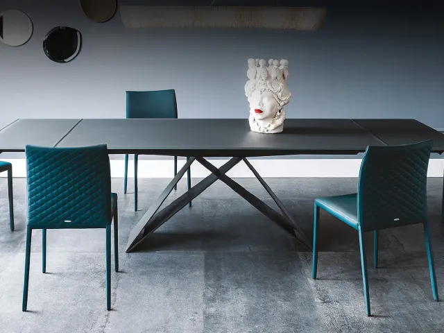 Tavolo allungabile in vetro verniciato graphite Premier Drive di Cattelan Italia
