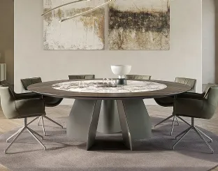 Tavolo con top in legno e ceramica Senator Ker-Wood Round di Cattelan Italia
