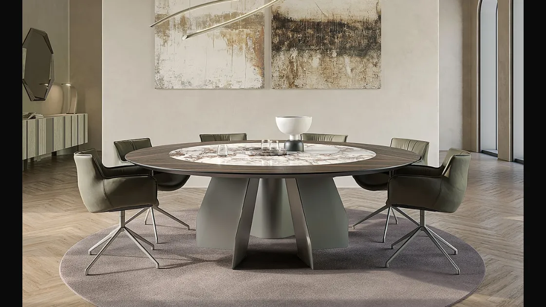 Tavolo con top in legno e ceramica Senator Ker-Wood Round di Cattelan Italia