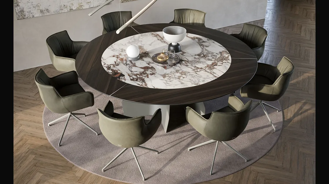 Tavolo con top in legno e ceramica Senator Ker-Wood Round di Cattelan Italia