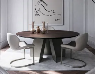 Tavolo con top in legno Senator Round di Cattelan Italia