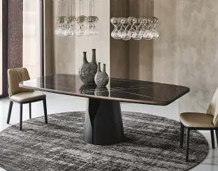 Tavolo in ceramica con base rotonda in acciaio Giano Keramic Premium di Cattelan Italia