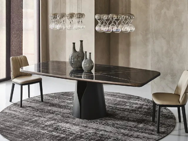 Tavolo in ceramica con base rotonda in acciaio Giano Keramic Premium di Cattelan Italia