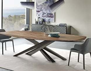 Tavolo rettangolare con piano in legno pregiato Lancer Wood di Cattelan Italia