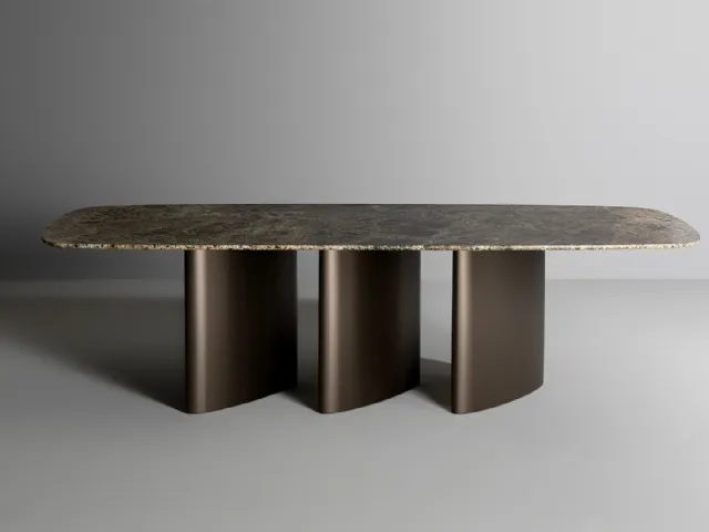 Tavolo Louver con top in marmo di Bonaldo