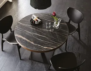 Tavolo rotondo in ceramica con base quadrata Ribot Keramik Bistrot di Cattelan Italia