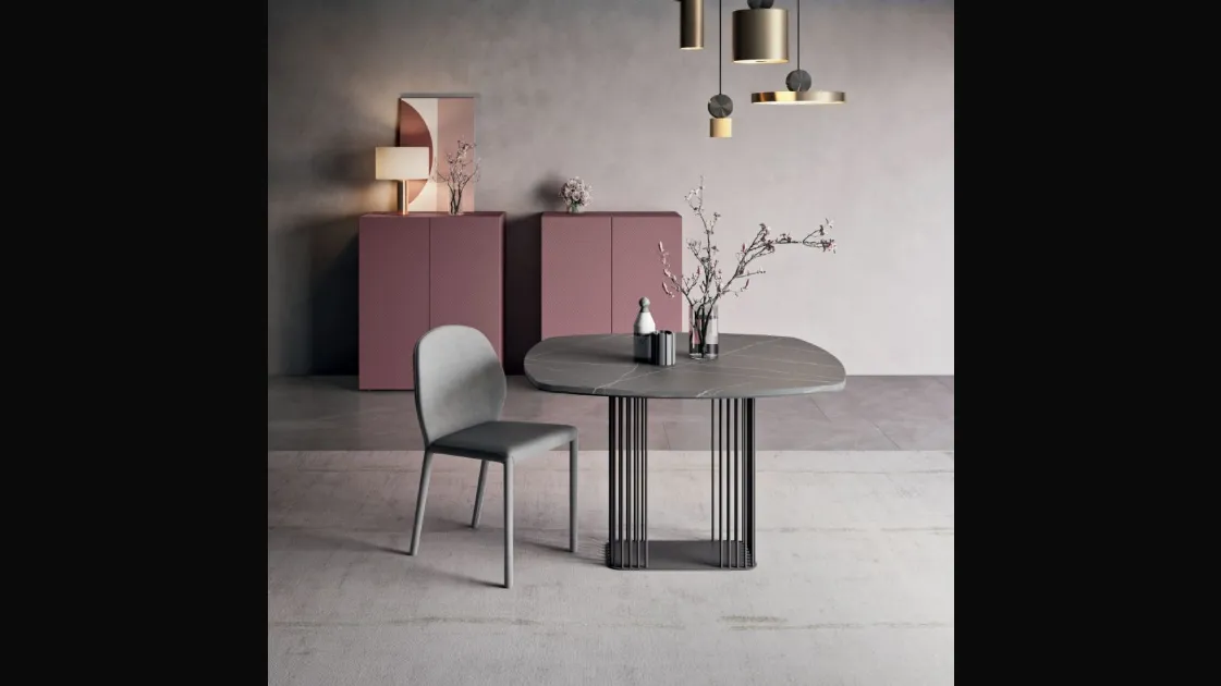 Tavolo di design da 4 posti con piano in marmo Sambuco di Orme