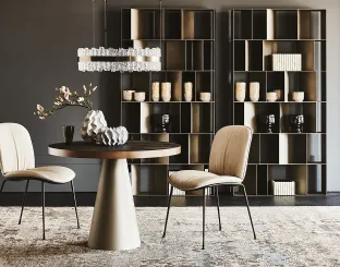 Tavolo con base conica in acciaio e piano in ceramica Saturno Keramik Bistrot di Cattelan Italia