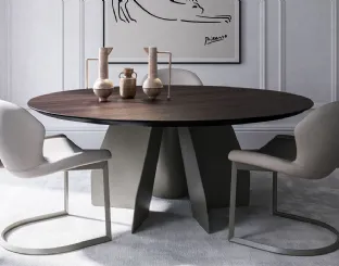 Tavolo con top in legno Senator Round di Cattelan Italia