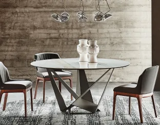 Tavolo rotondo in ceramica con base in acciaio Skorpio Keramic Round di Cattelan Italia