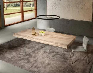 Tavolo monolitico Air XGlass 8 cm in vetro con top effetto marmo di Lago