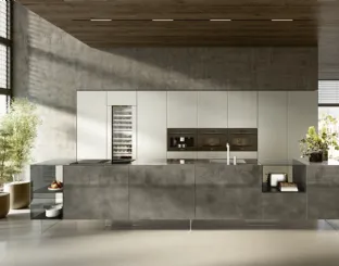 Cucina Design con isola 36e8 Project 2812 in vetro di Lago