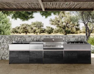 Cucina Design con isola in gres e acciaio inox Alberobello 1|4 di Zampieri Cucine