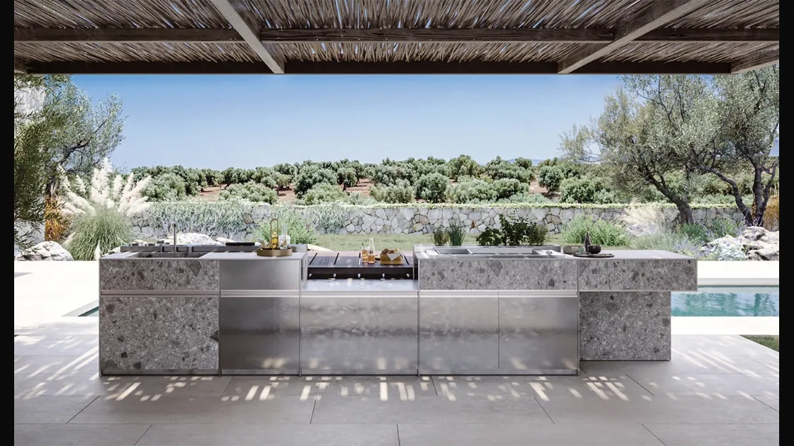 Cucina Design con isola in gres e acciaio Alberobello 1 di Zampieri Cucine