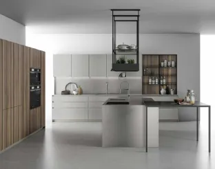 Cucina Design lineare in noce e acciaio Aspen 001 di Doimo Cucine