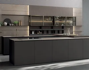 Cucina Design angolare in laccato opaco e vetro fumè Axis 02 di Zampieri Cucine