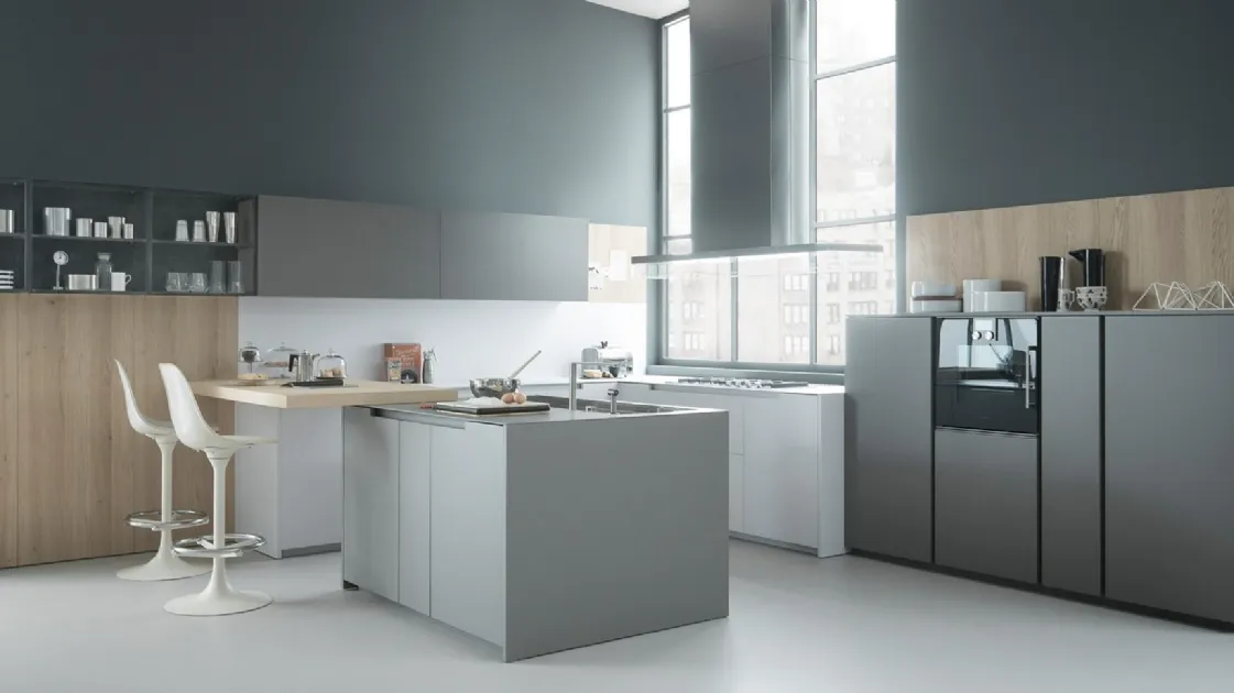 Cucina Design con penisola Fifty 04 in laccato opaco di Zampieri Cucine