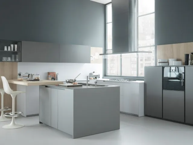 Cucina Design con penisola Fifty 04 in laccato opaco di Zampieri Cucine