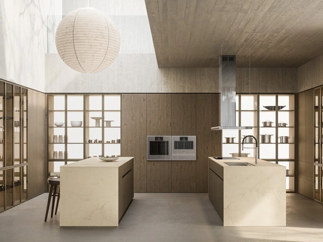 Cucina Design con doppia isola Impronta 04 Fucina in Rovere e Marmo di Doimo Cucine