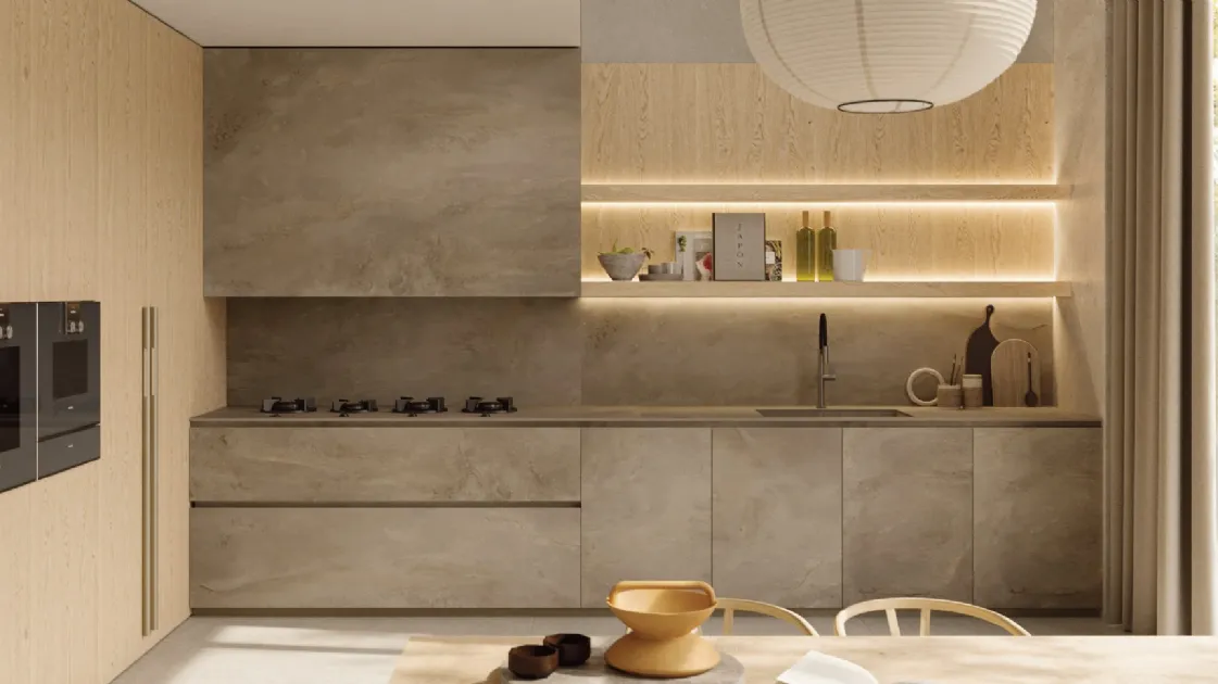 Cucina Design lineare in rovere ossidato Irori 03 di Zampieri Cucine