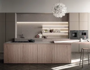 Cucina Design con isola Line 01 in legno di Zampieri Cucine