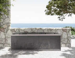 Cucina Design con isola Santorini 1|2 in gres e acciaio inox di Zampieri Cucine