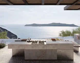 Cucina Design con isola Santorini 1B in acciaio inox di Zampieri Cucine