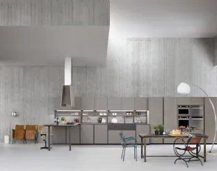 Cucina Design con penisola XP 01 in vetro acidato ed ecomalta di Zampieri Cucine