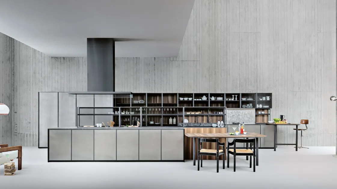 Cucina Design con isola XP 02 in vetro acidato di Zampieri Cucine