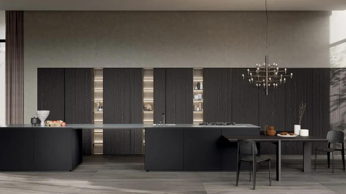 Cucina Design con isola in laccato con top in acciaio inox Y Collection 01 di Zampieri Cucine