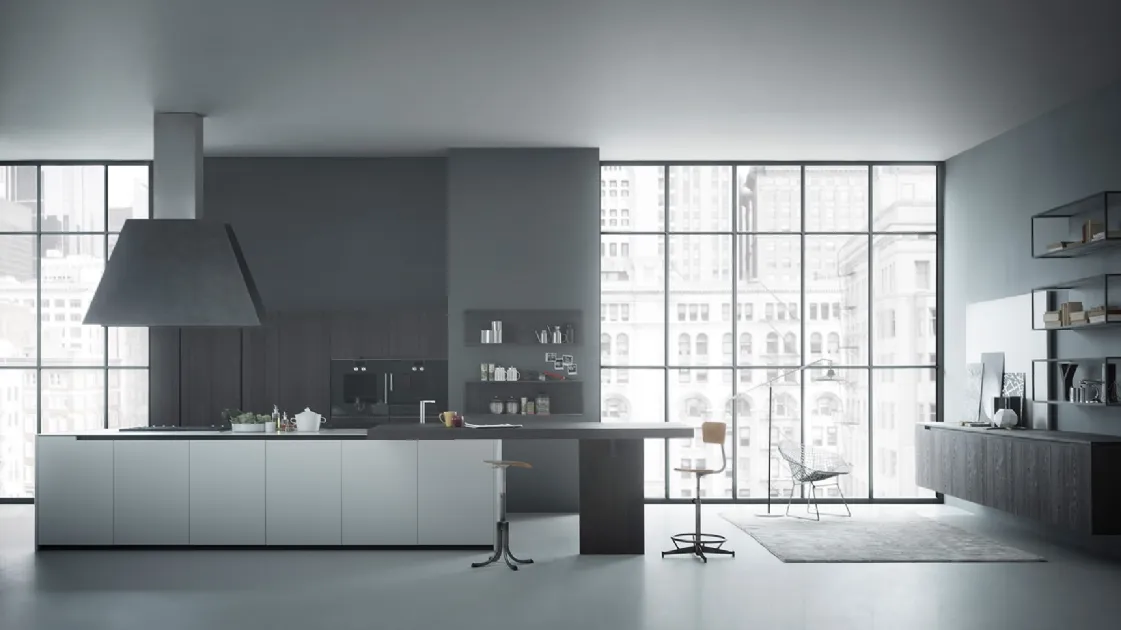 Cucina Design con isola Fifty 01 in laccato opaco di Zampieri Cucine