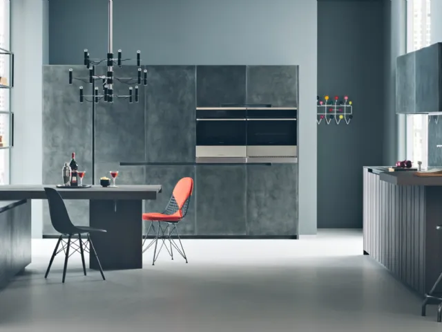 Cucina Design ad angolo Fifty 02 in rovere e finitura Metal di Zampieri Cucine