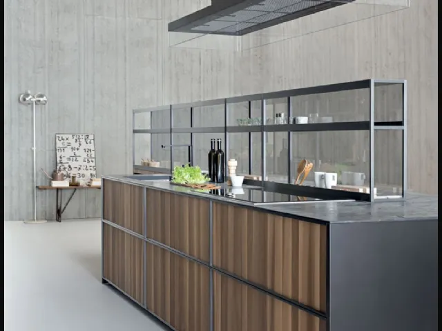 Cucina Design lineare in noce con top in pietra XP 03 di Zampieri Cucine