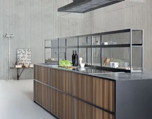 Cucina Design lineare in noce con top in pietra XP 04 di Zampieri Cucine