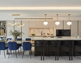 Cucina Moderna con isola All-Around D23 Mokaccino e Noce di Doimo Cucine