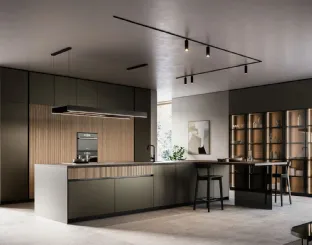 Cucina Moderna Asia con isola e penisola in laccato opaco e legno di Arredo3