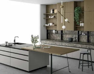 Cucina Moderna a isola in rovere e vetro laccato Aspen 004 di Doimo Cucine