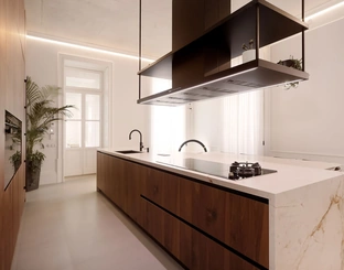 Cucina Moderna con isola Aspen in Noce Canaletto di Doimo Cucine
