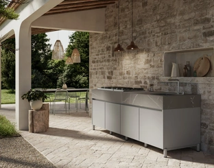 Cucina Moderna outdoor Aura 03 in alluminio e marmo di Arredo3