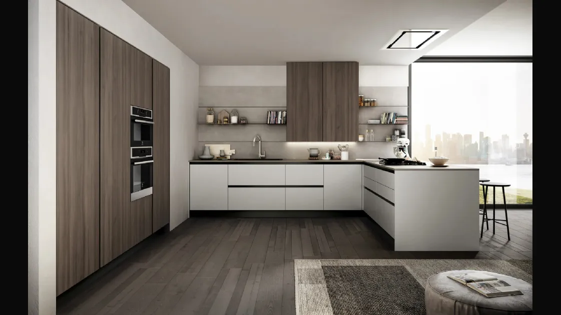 Cucina Moderna in laccato e laminato con penisola Cloe 06 di Arredo3