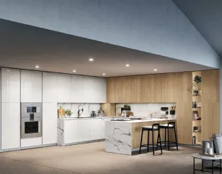 Cucina Moderna con penisola D23 Bianco e Rovere di Doimo Cucine